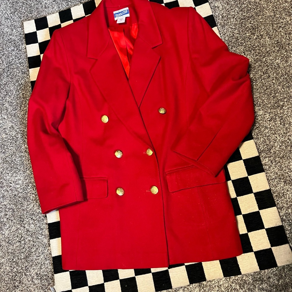 Red Double-Breasted Women's Blazer
